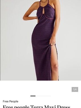Free People Strappy Maxi Dress in Deep Purple Stripe